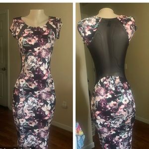 Material Girl mesh floral midi dress S